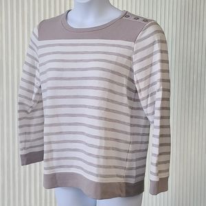 Jones NY Striped Pull On Sweatshirt